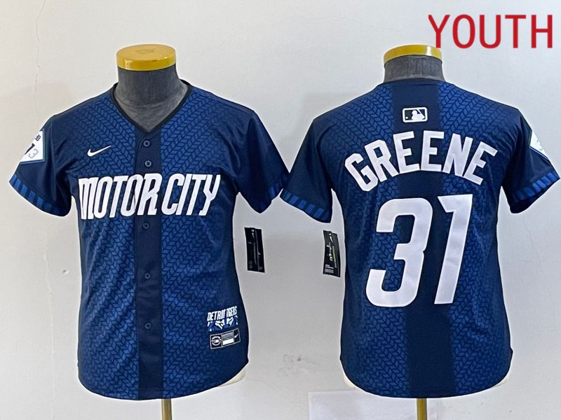 Youth Detroit Tigers #31 Greene Blue City Edition Nike 2024 MLB Jersey style 1->philadelphia phillies->MLB Jersey